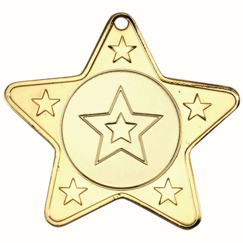STAR SHAPED MEDAL WITH 5 MINI STARS (1in CENTRE) BRONZE – 2in