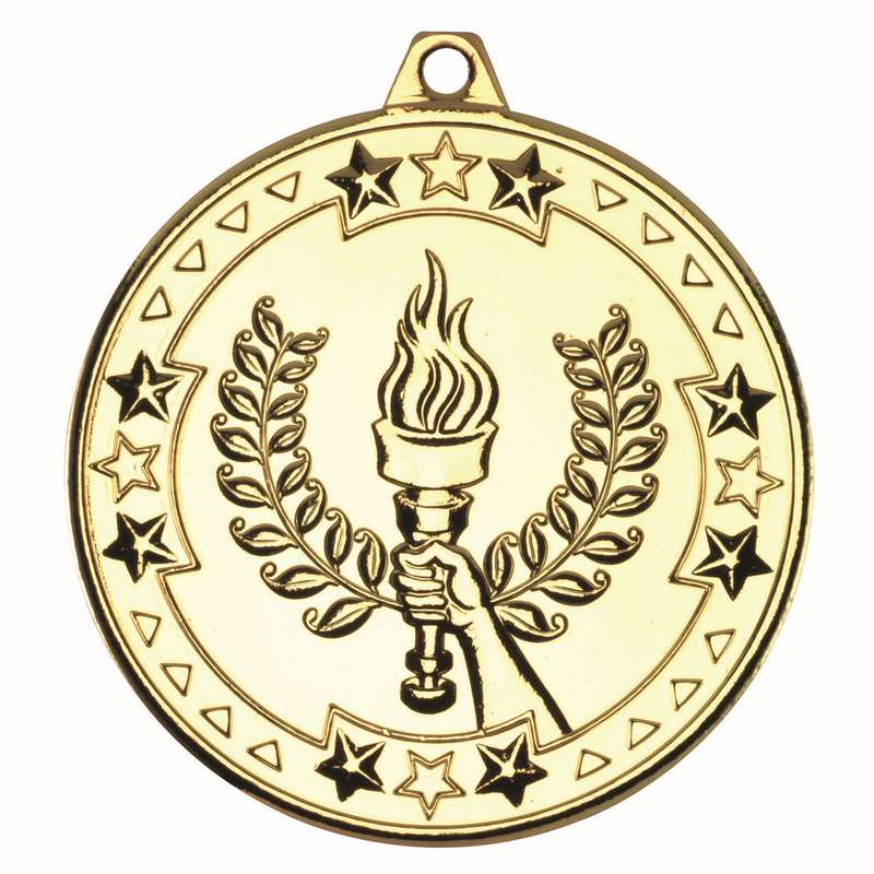 VICTORY TORCH TRI STAR MEDAL BRONZE – 2in