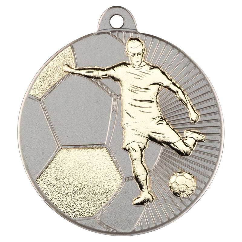 FOOTBALL TWO COLOUR MEDAL MATT SILVER/BRONZE – 2in