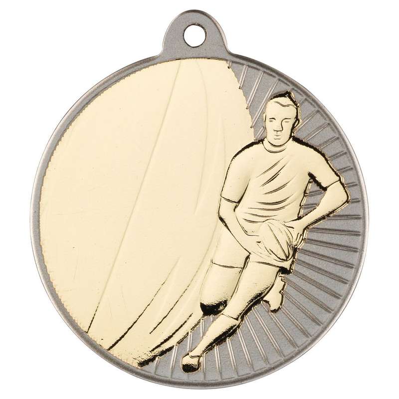 RUGBY TWO COLOUR MEDAL MATT SILVER/BRONZE – 2in