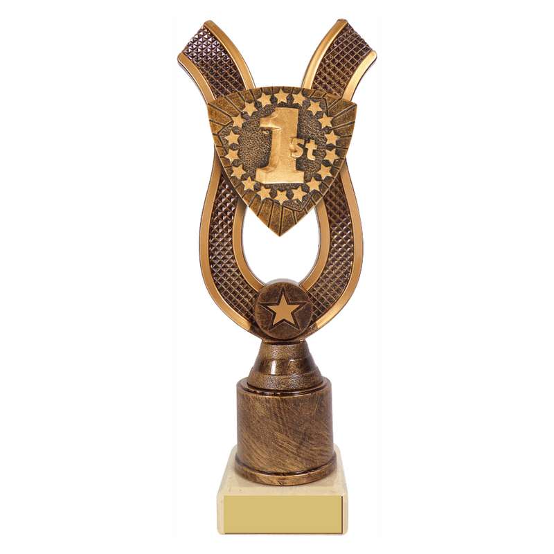 Antique Gold Ribbon Award with Resin 1st Trim 180mm – Ant Gold