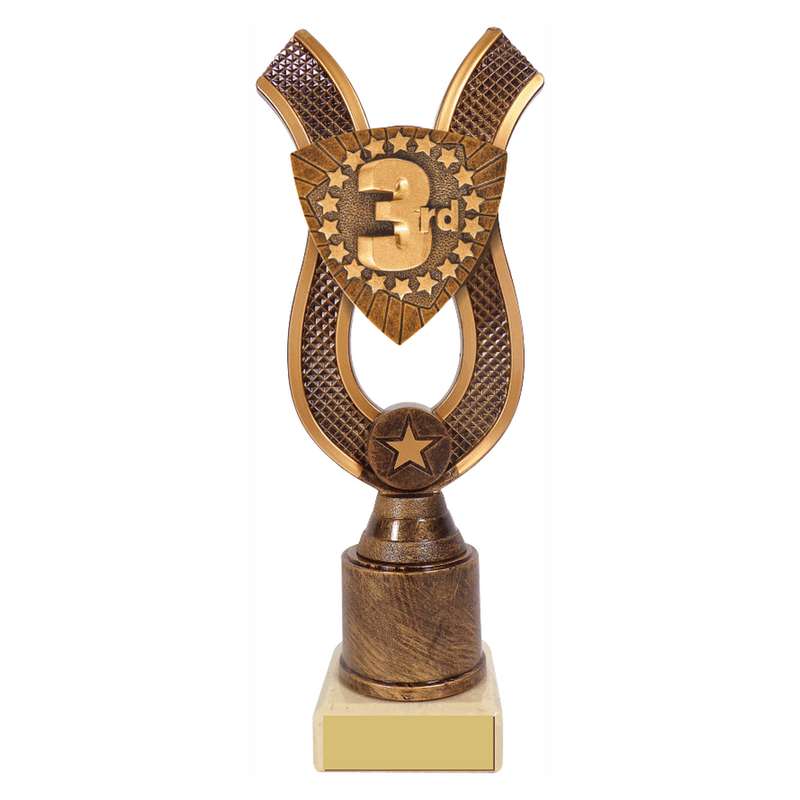 Antique Gold Ribbon Award with Resin 3rd Trim 180mm – Ant Gold
