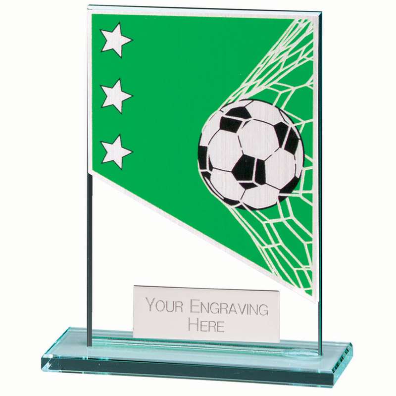 Mustang Football Green Jade Glass Award